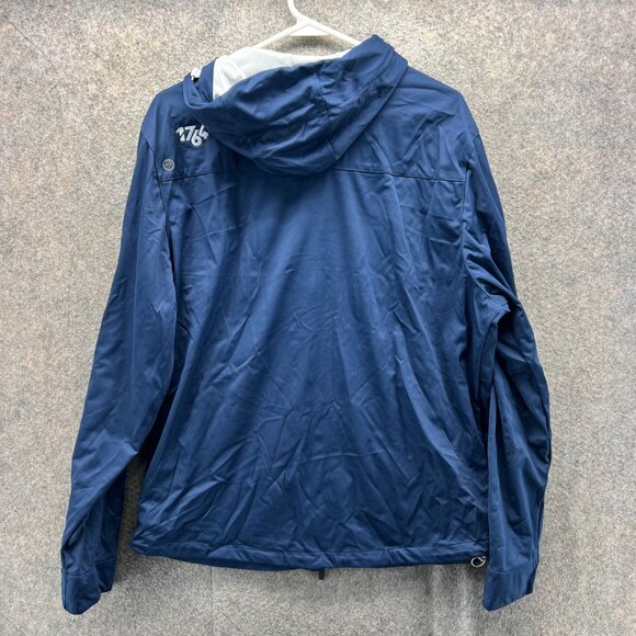 Graham Luxe Jacket Mens Medium Navy Blue Full Zip Hooded Windbreaker Activewear - Picture 3 of 12